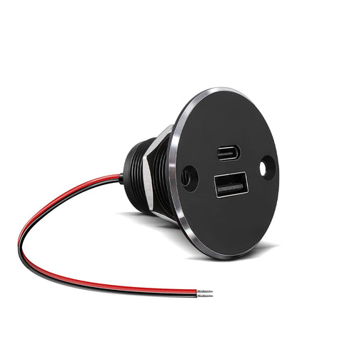 large aluminium recessed usb c and usb a charger socket