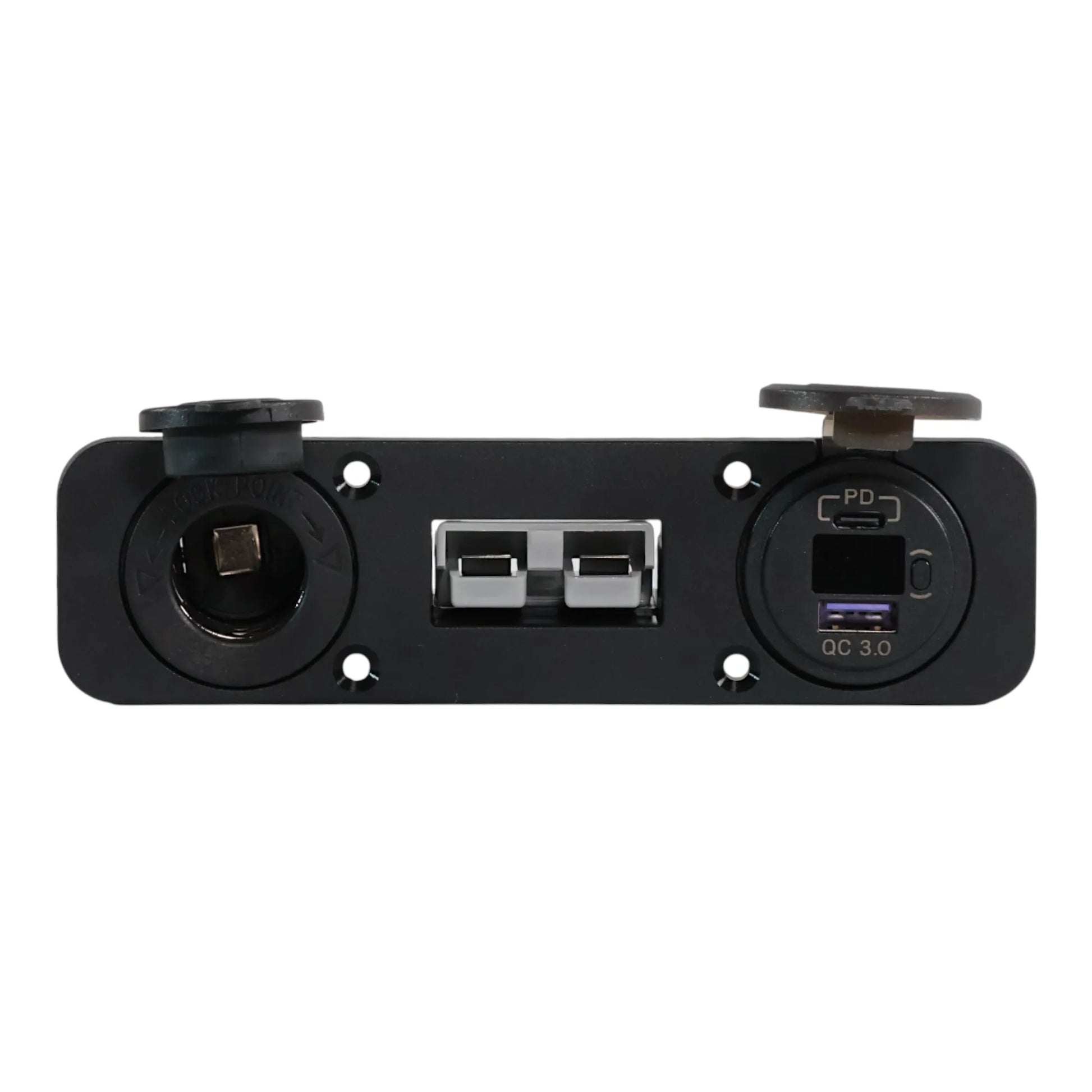 anderson and 12v socket panel with usb charging and voltage display