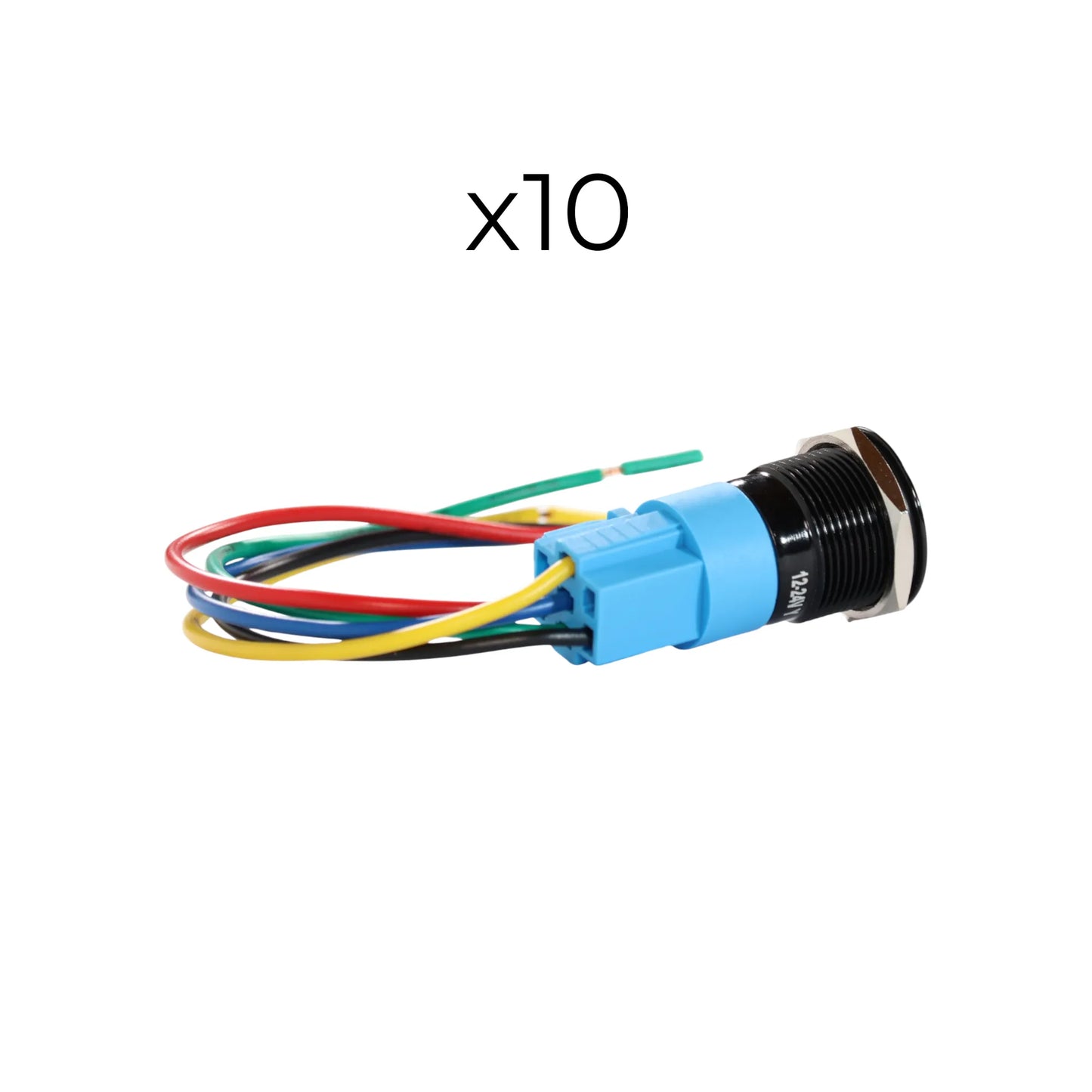 compact 19mm push button switch black anodised finish for caravan 12v power control