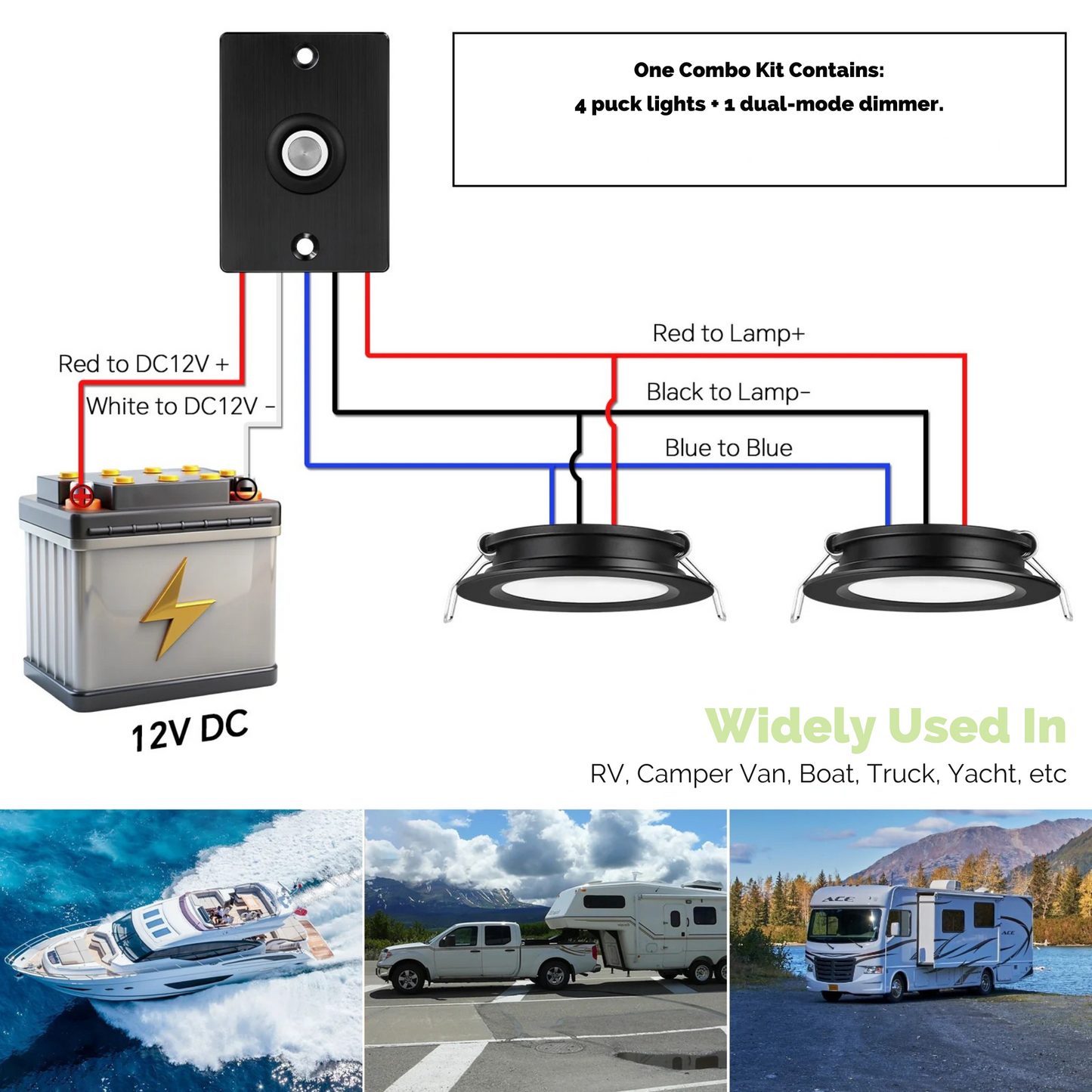 black downlight and dimmer kit displayed plainly