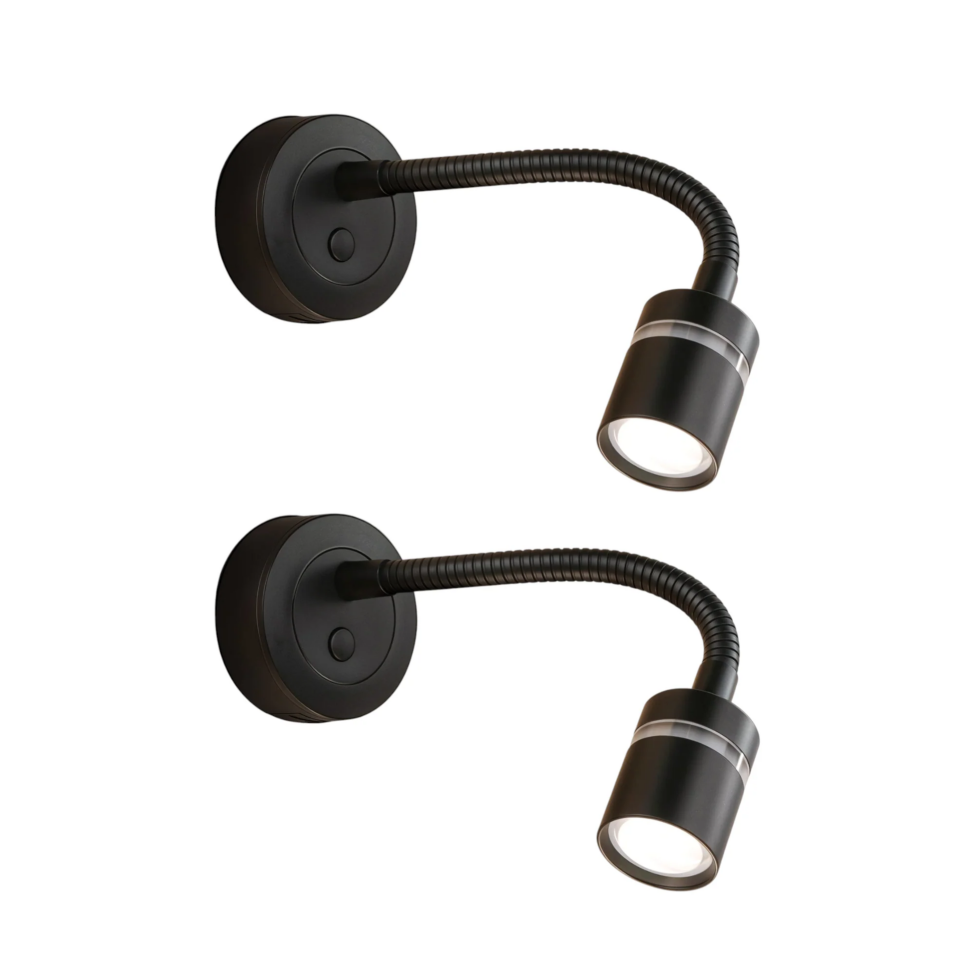 pair of black evo reading lights with usb ports