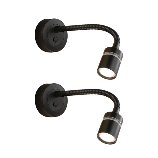 pair of black evo reading lights with usb ports