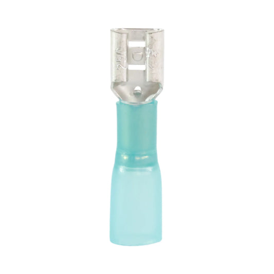 Blue heat shrink female quick disconnect (100 pack) for caravan, rv, and campervan waterproof 12v wiring connections