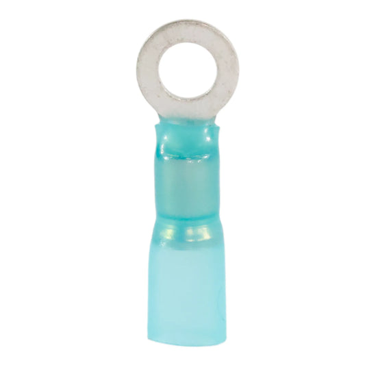 Blue heat shrink ring terminal M5 (100 pack) for caravan, rv, and campervan waterproof 12v wiring connections