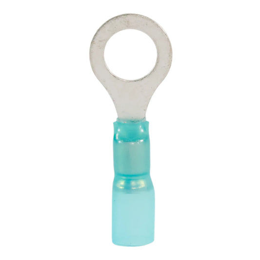 Blue heat shrink ring terminal M8 (100 pack) for caravan, rv, and campervan waterproof 12v wiring connections