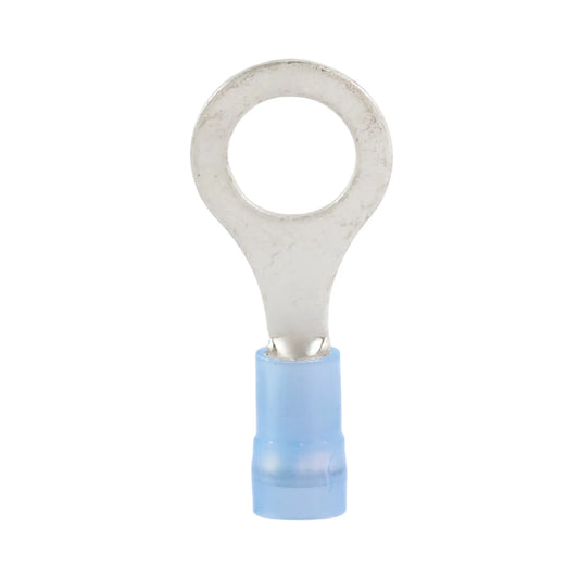 Blue nylon insulated ring terminal M8 (100 pack) for caravan, rv, and campervan 12v wiring connections
