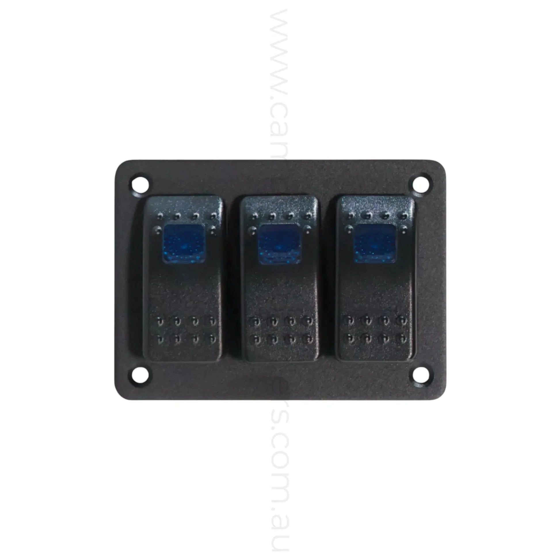 3 way on off rocker switch panel with single led light for caravan power control