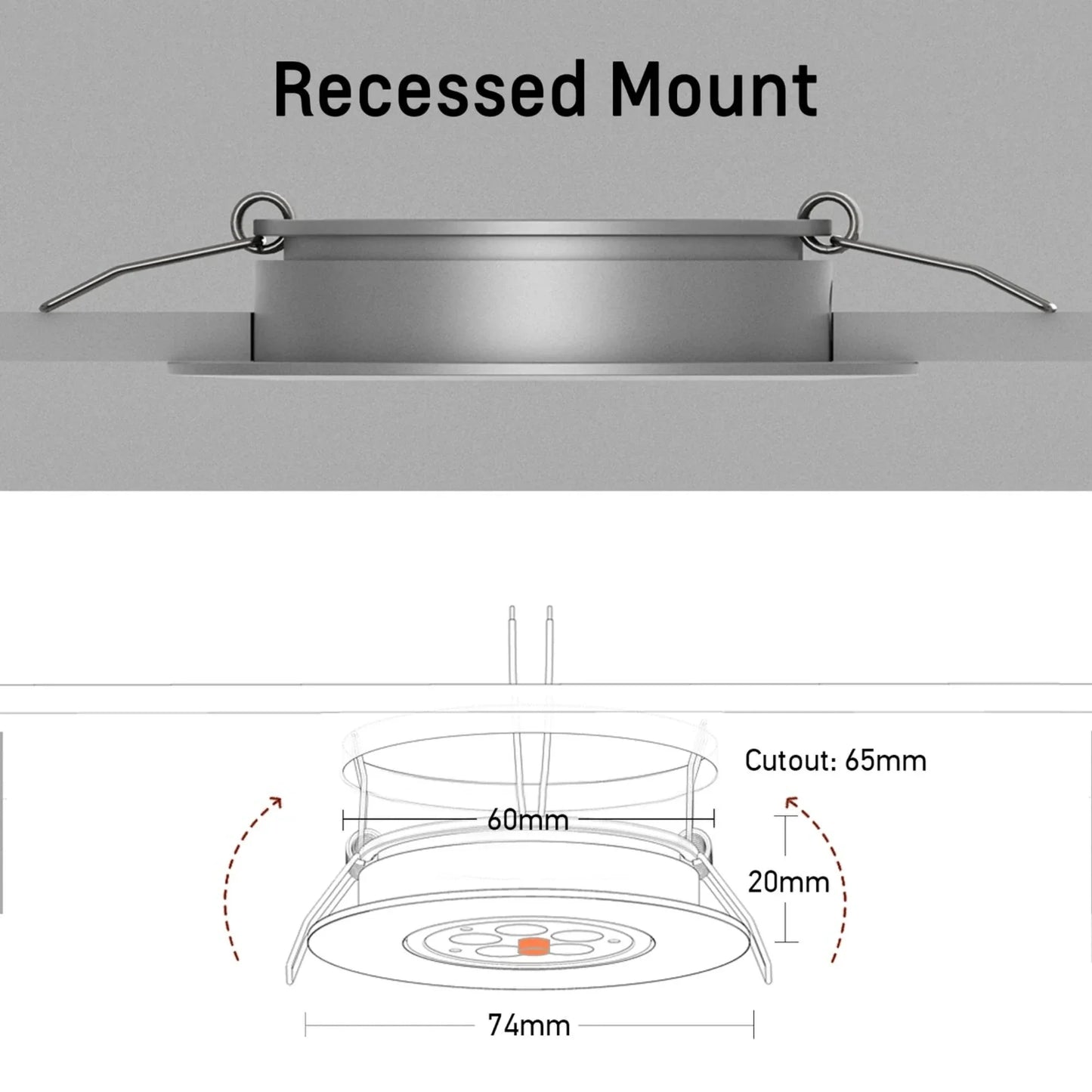 cool white dimmable downlight in silver finish