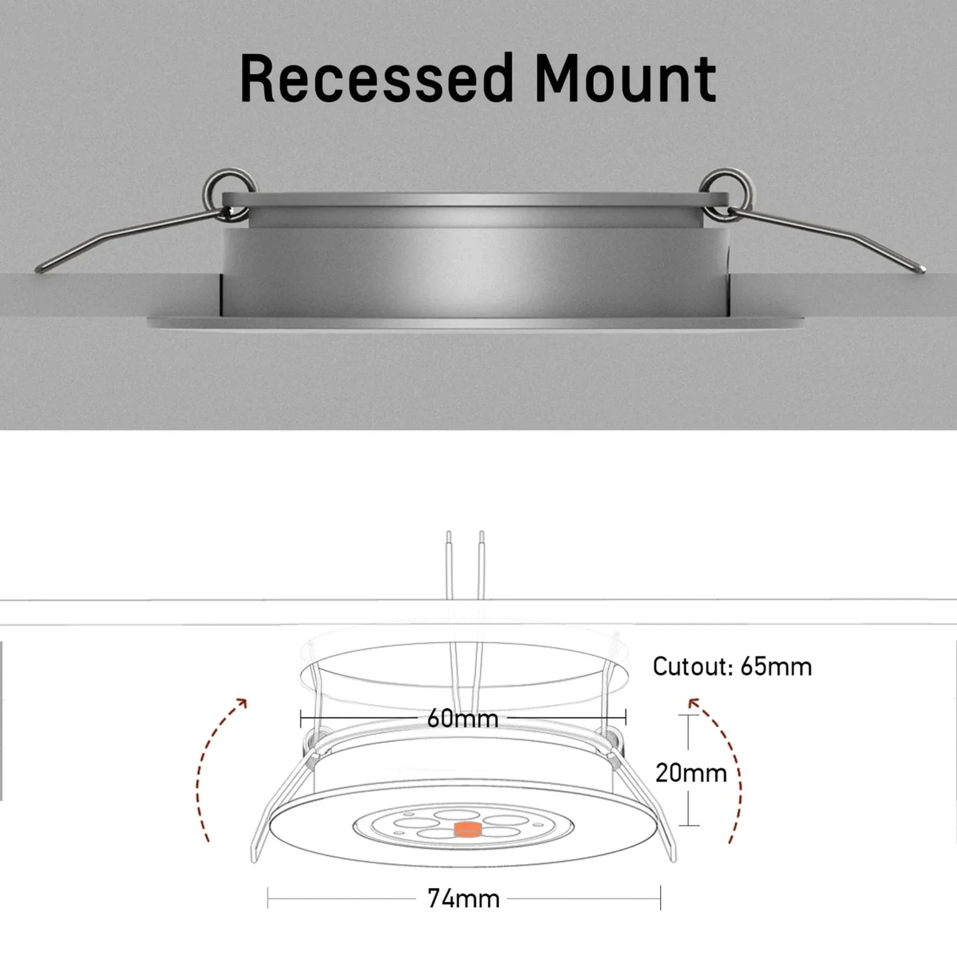 cool white dimmable downlight in silver finish