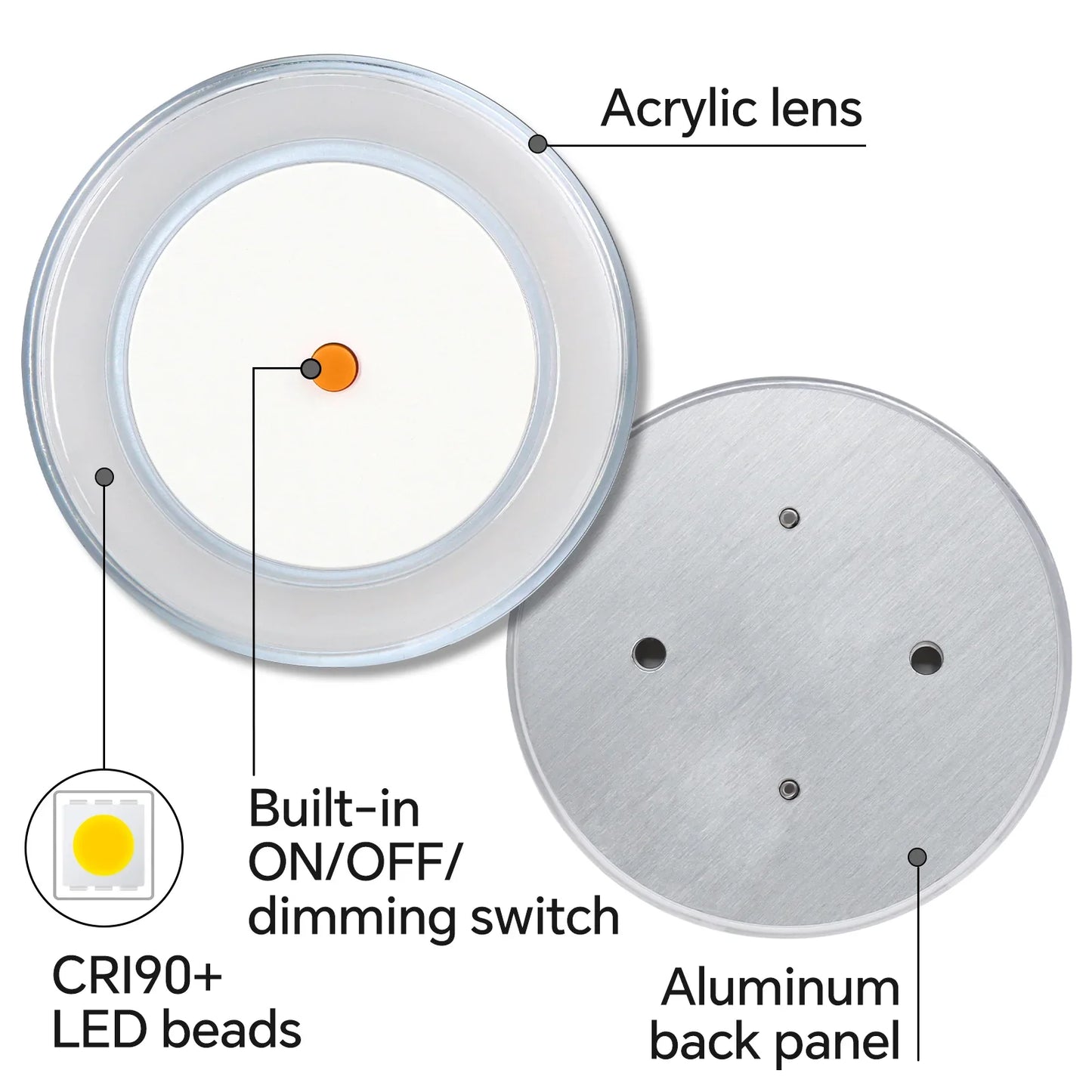 slim disc-style LED light in neutral product view