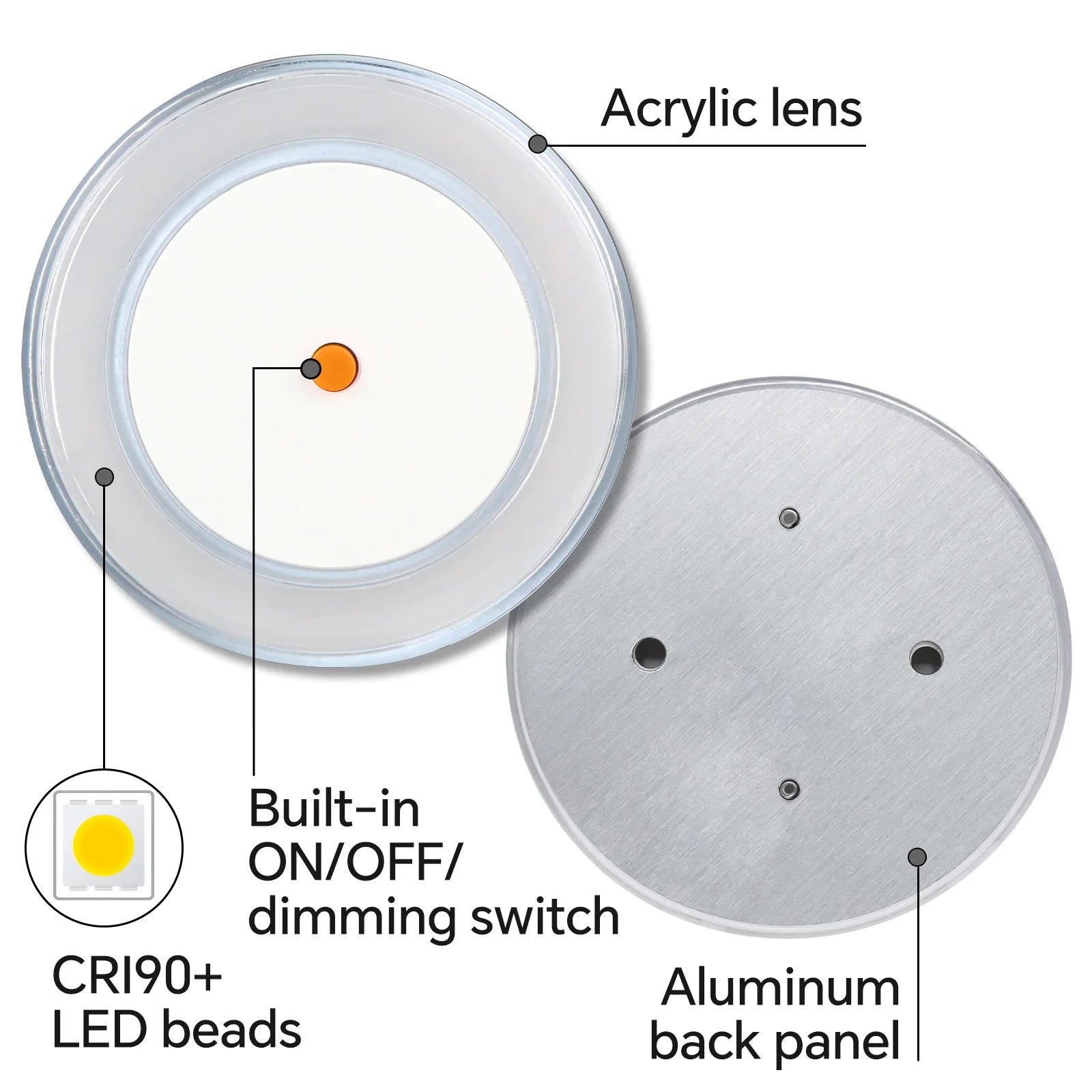 slim disc-style LED light in neutral product view