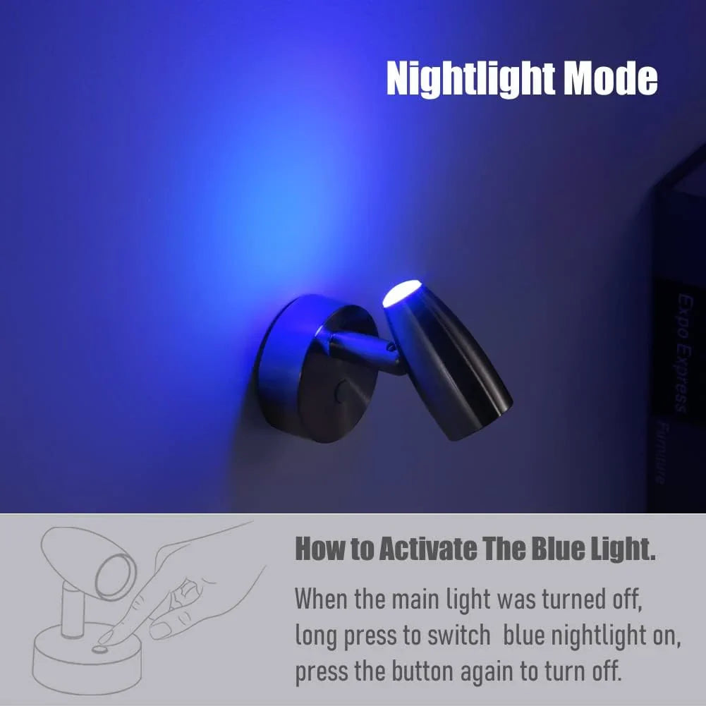 modern nickel reading light presented plainly