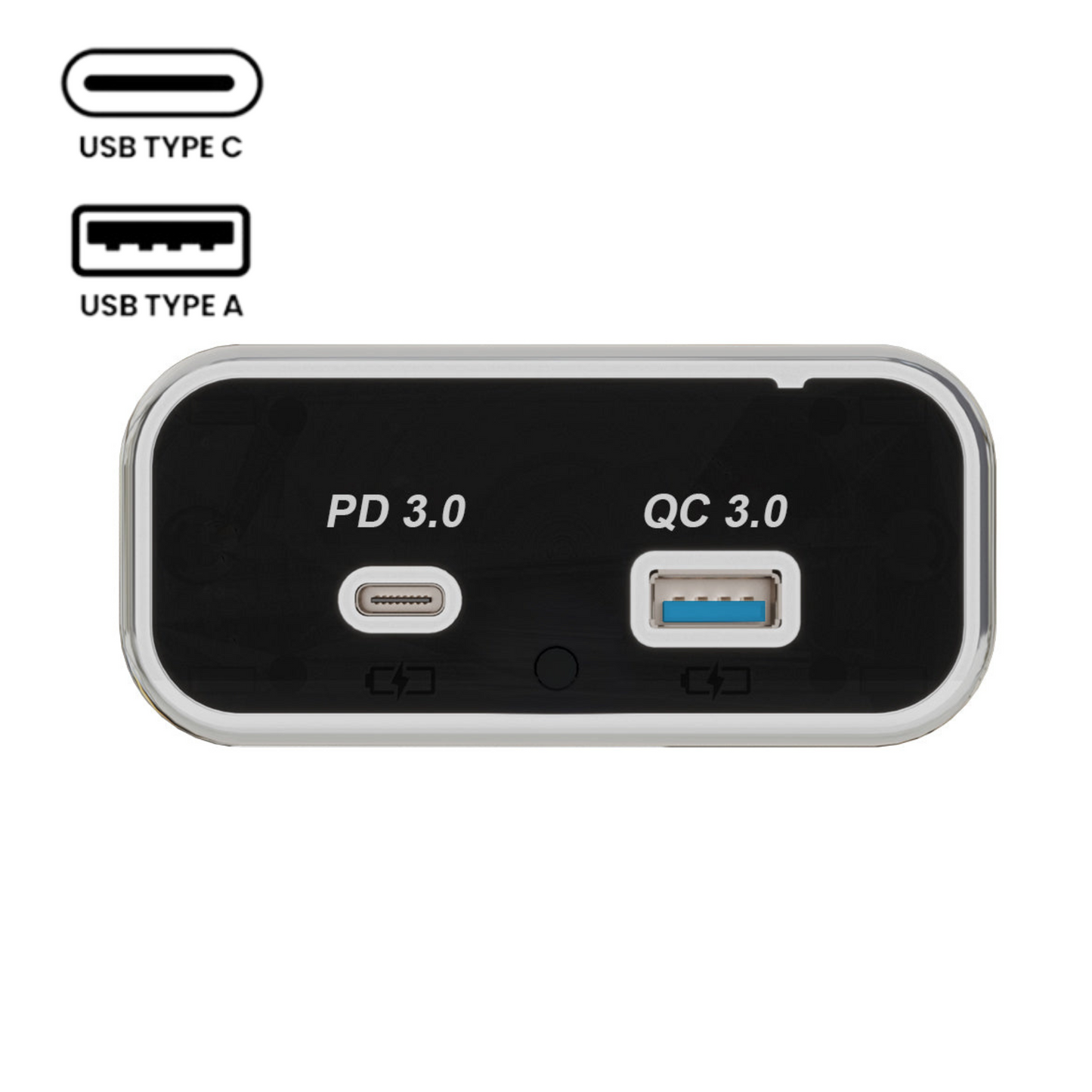recessed dual usb a and c charging socket for campervans