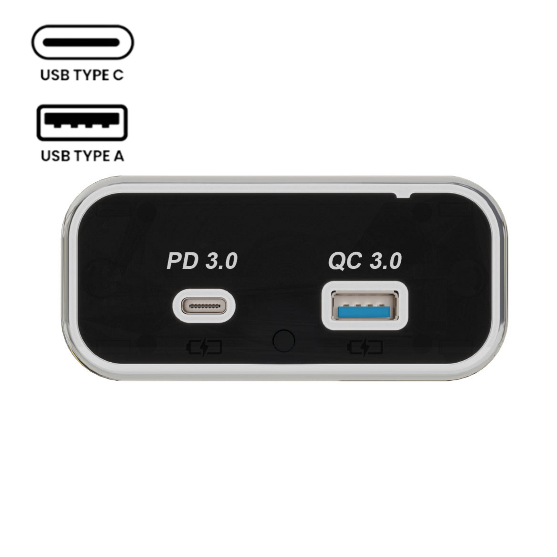 recessed dual usb a and c charging socket for campervans