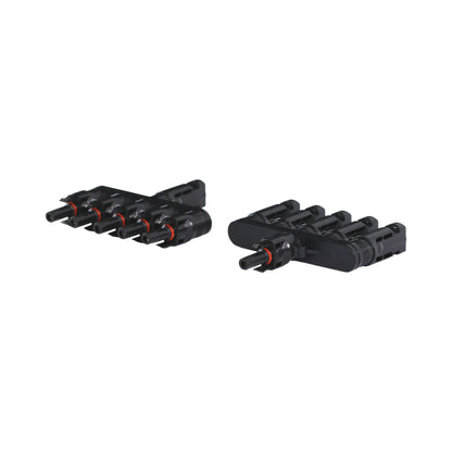 5-in-1 solar MC4 connectors shown with wiring