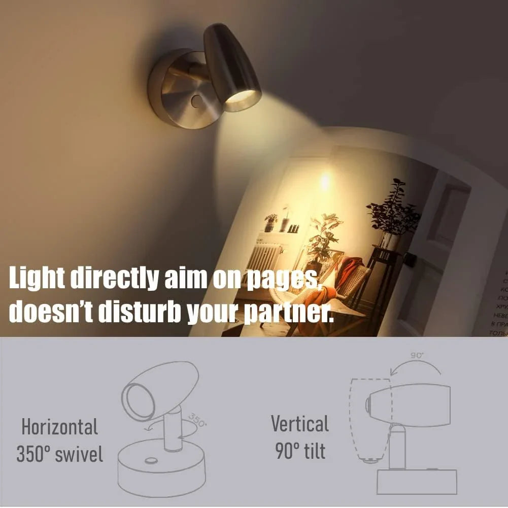 LED reading fixture in gun metal gloss