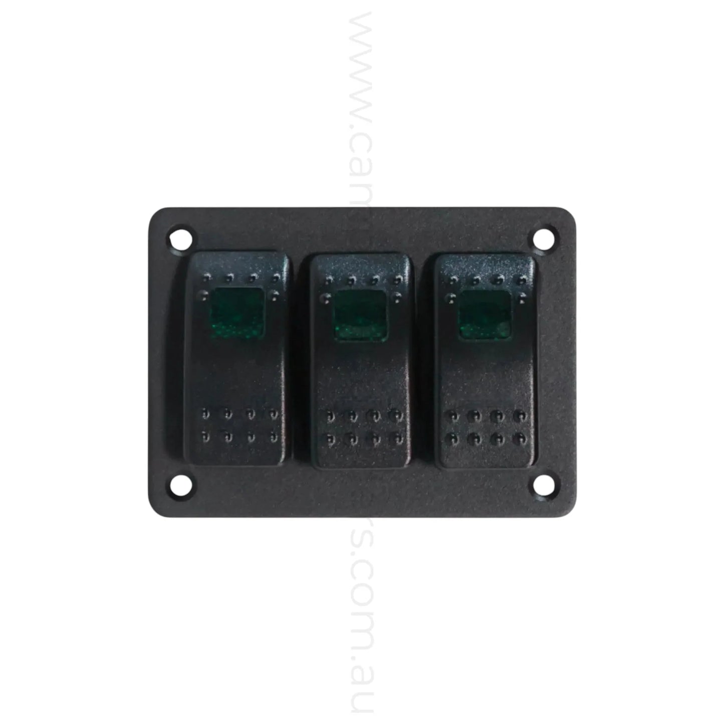 single led 3 way rocker switch panel for rv accessory control and clean dash layouts