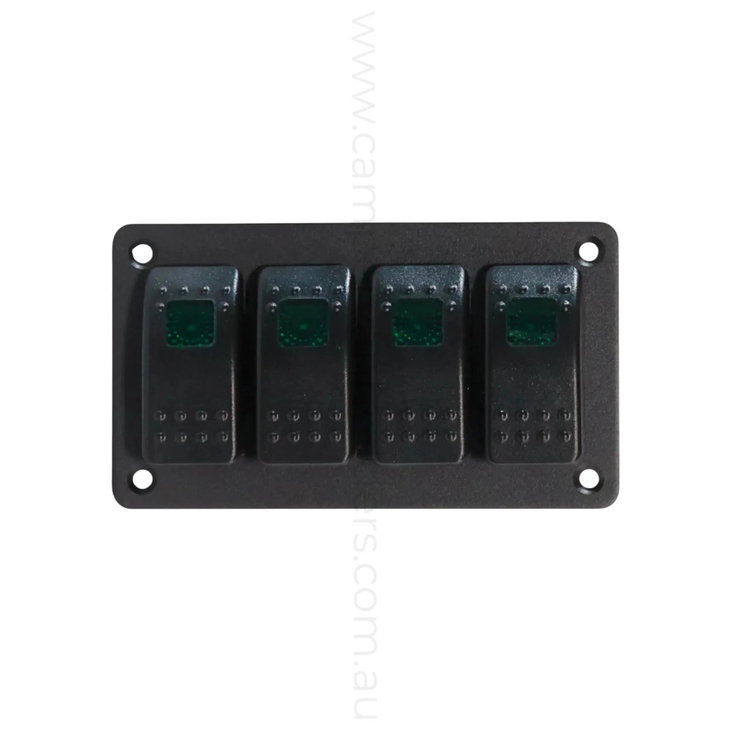 single led 4 way rocker switch panel for rv accessory control and clean dash layouts