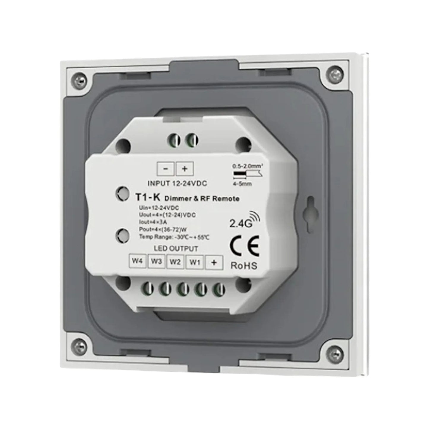 modern white glass dimmer switch in neutral view