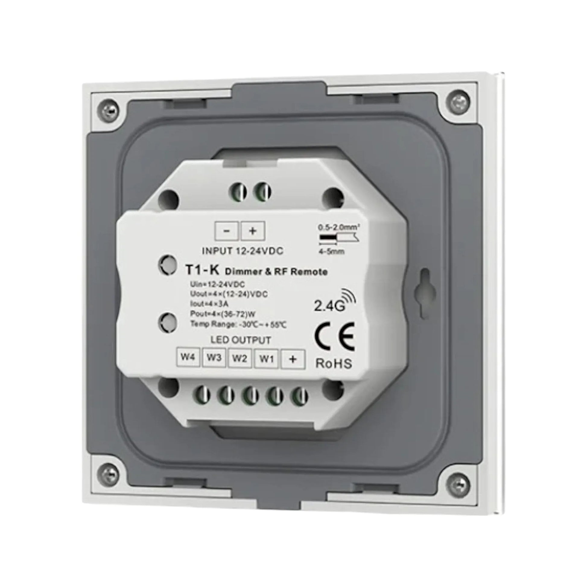 modern white glass dimmer switch in neutral view