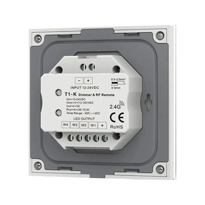 modern white glass dimmer switch in neutral view