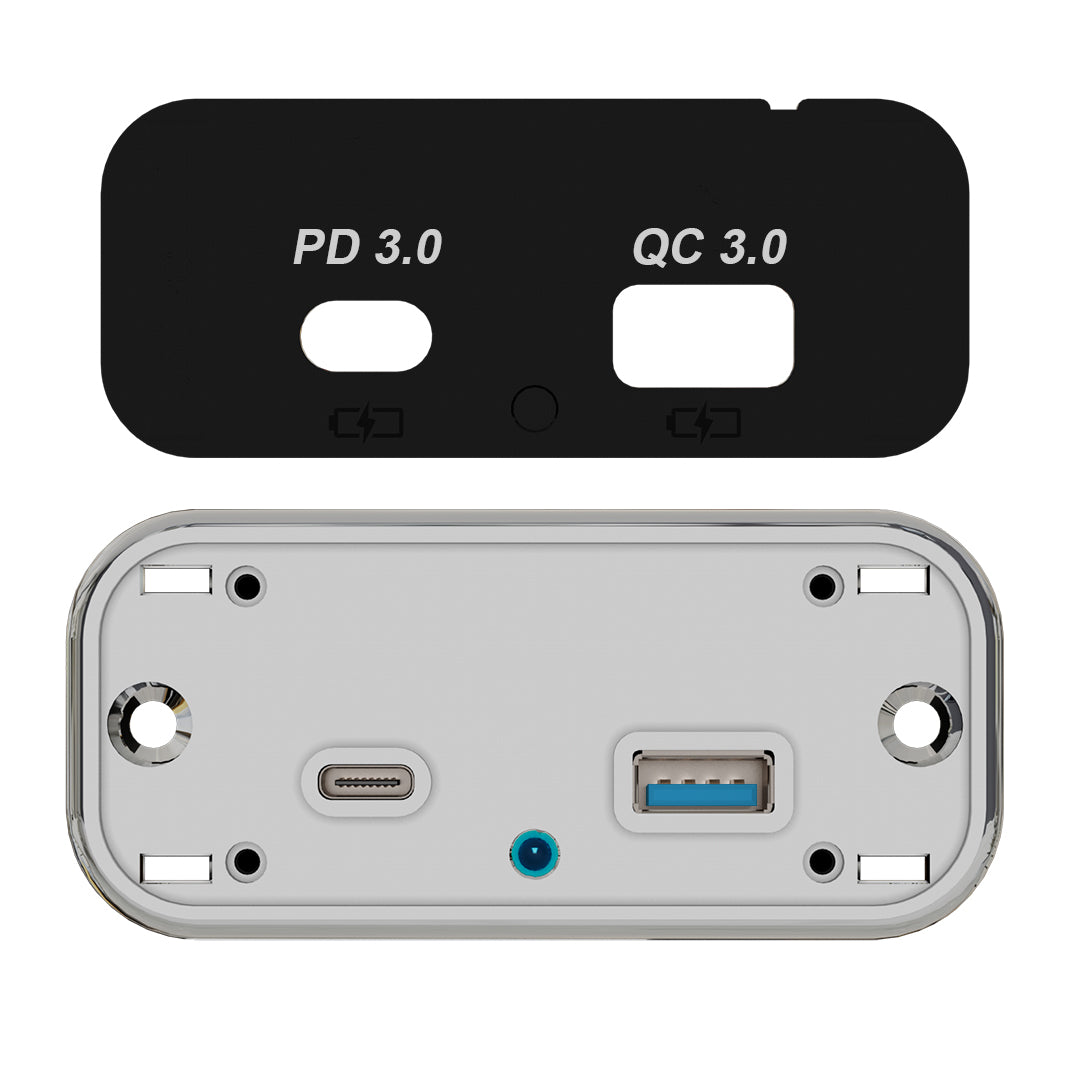 rv recessed usb a and usb c power outlet