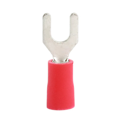 Red vinyl fork terminal M4 (100 pack) for caravan, rv, and campervan 12v wiring connections