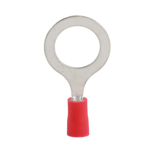 Red vinyl insulated ring terminal M12 (100 pack) for caravan, rv, and campervan 12v wiring connections