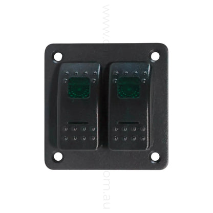 marine style 2 way rocker switch panel with dual illumination for campervan fitouts
