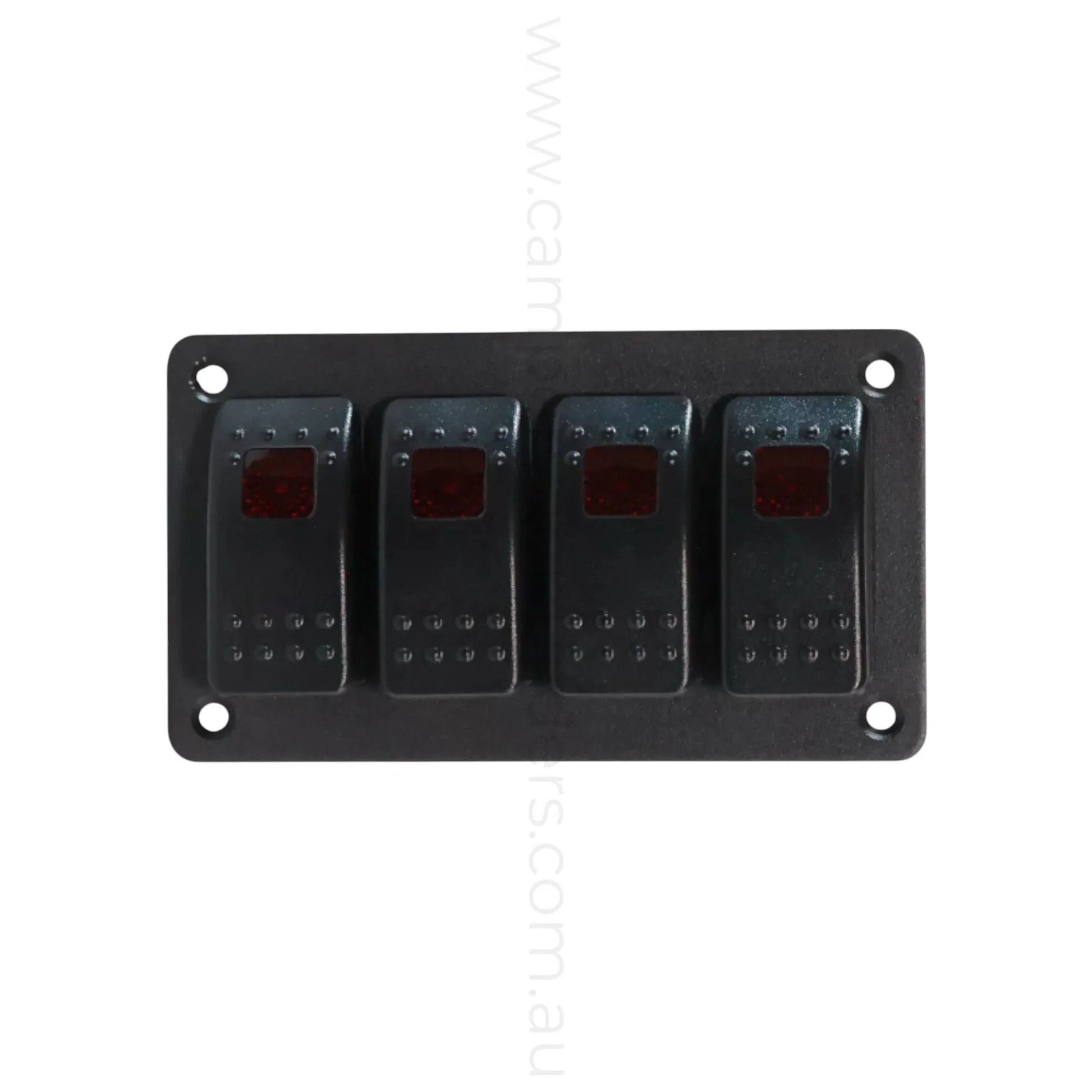 marine style 4 way rocker switch panel with led illumination for campervan fitouts