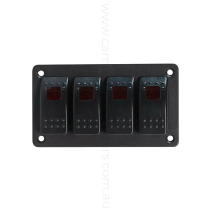 marine style 4 way rocker switch panel with led illumination for campervan fitouts