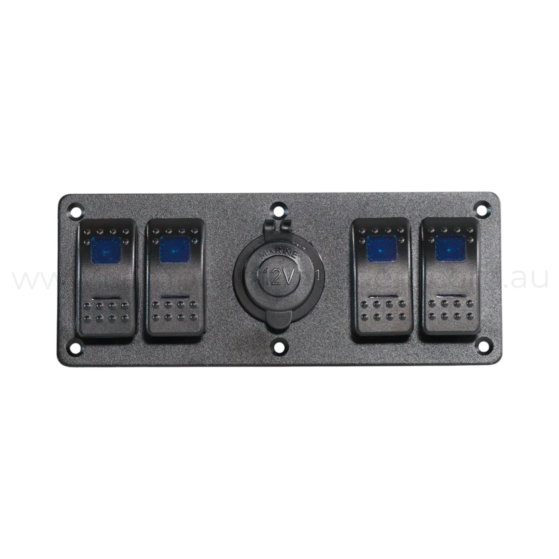 12v socket and 4 way rocker switch panel with dual led indicators for caravan power distribution