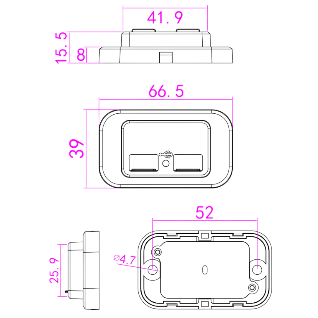 strong dual usb a charger for campervan installs