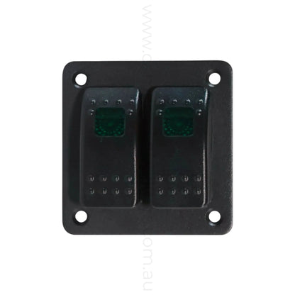2 way on off rocker switch panel with single led light for caravan power control