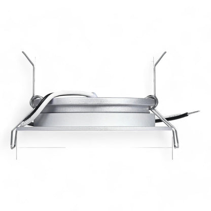 group of silver cool LED downlights displayed simply