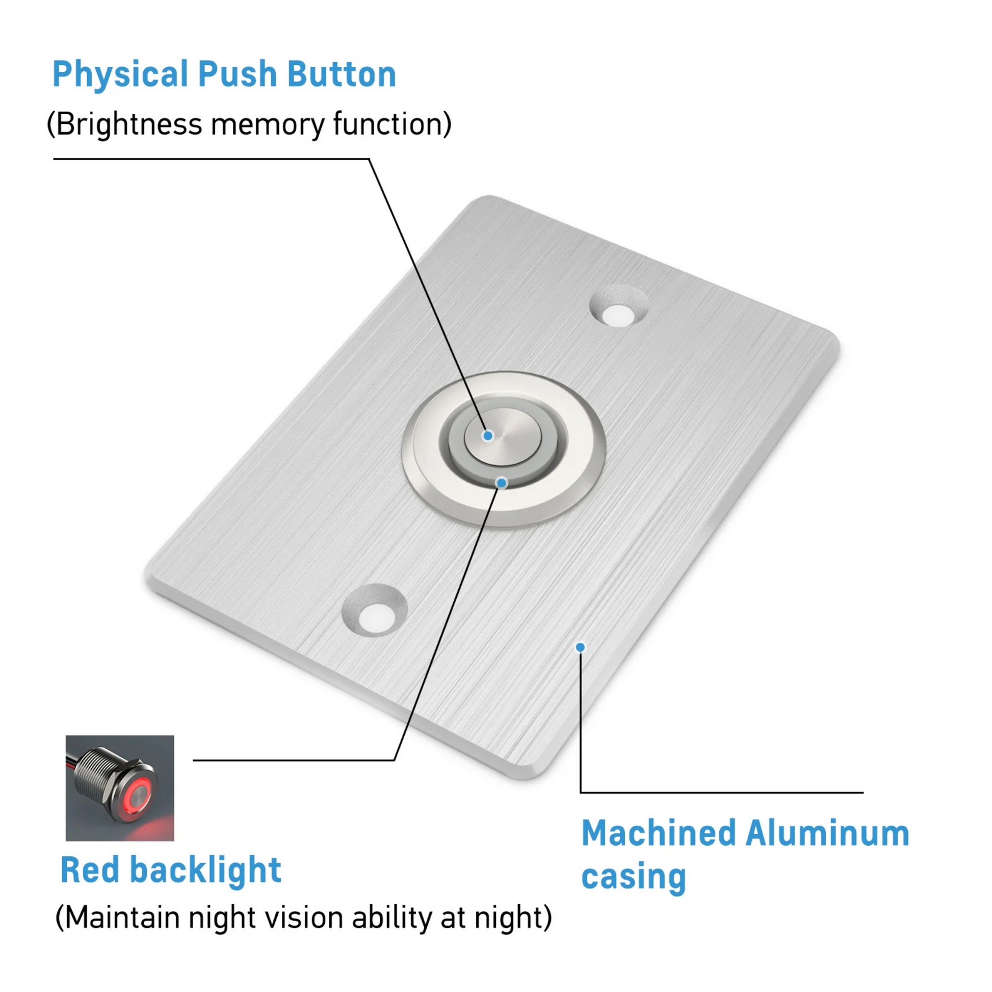 silver LED dimmer switch shown in neutral view