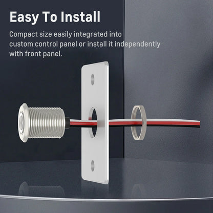 close-up of silver dimmer switch with red accent