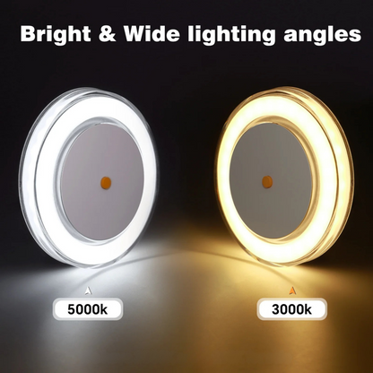 low profile warm white LED disc light shown simply