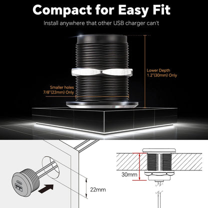 durable small aluminium recessed usb power outlet