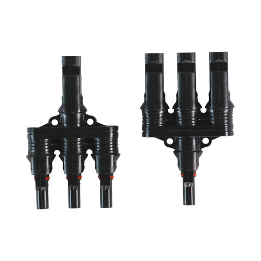 solar 3-to-1 MC4 parallel connectors placed on bench