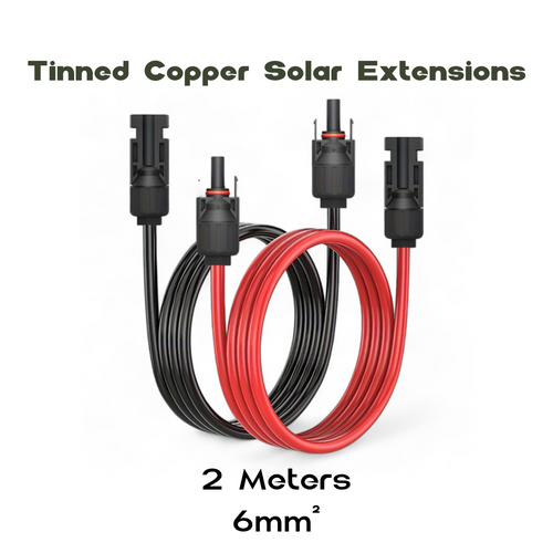 2m MC4 6mm² solar extension cable on bench
