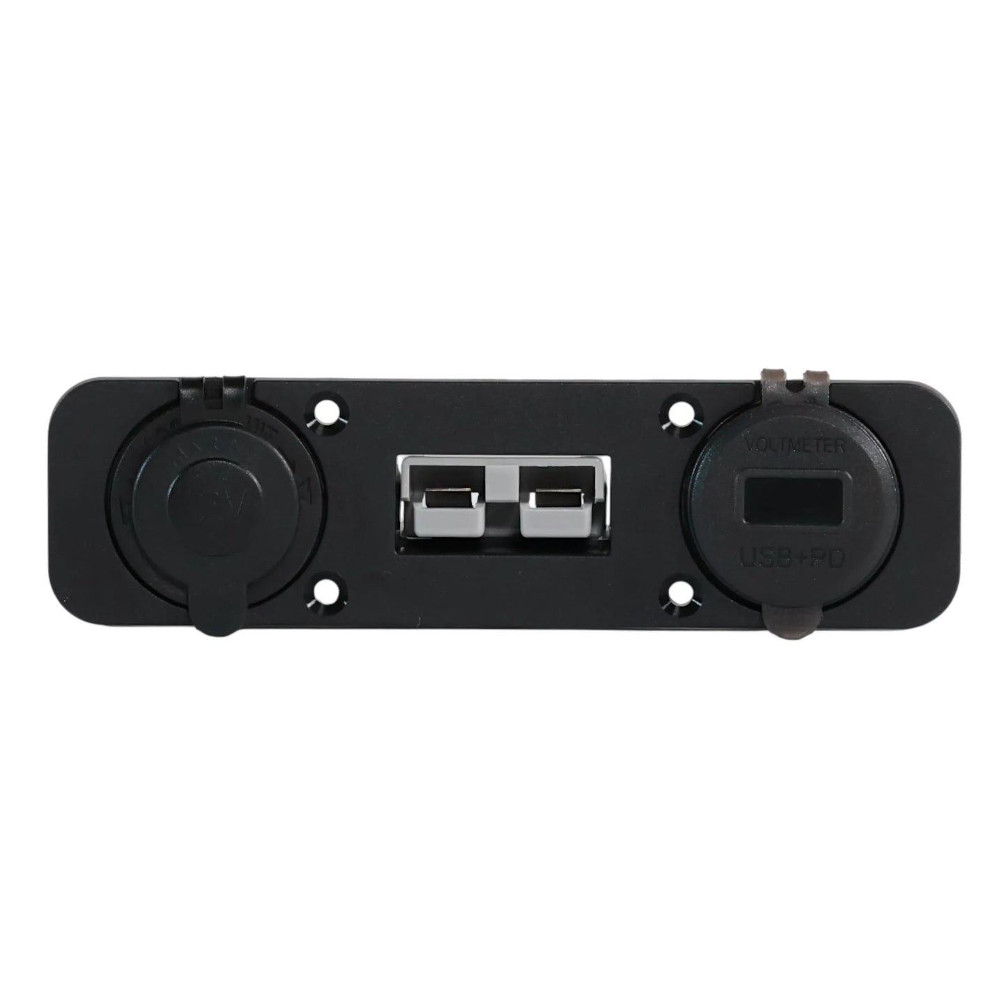 campervan surface mount panel with anderson plug usb a usb c and voltmeter