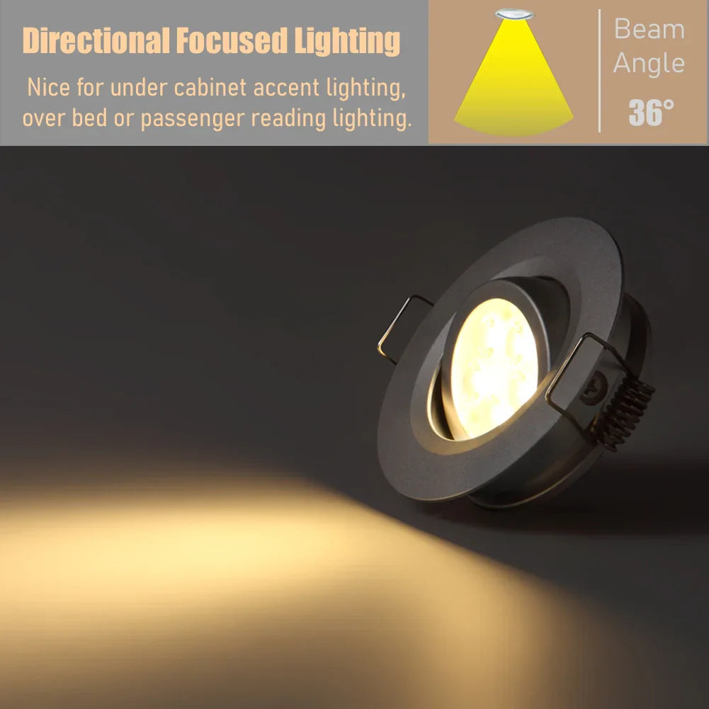 black swivel downlight in neutral product view warm