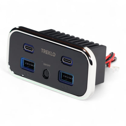 treklo chrome multicharge quad usb a and usb c recessed charger