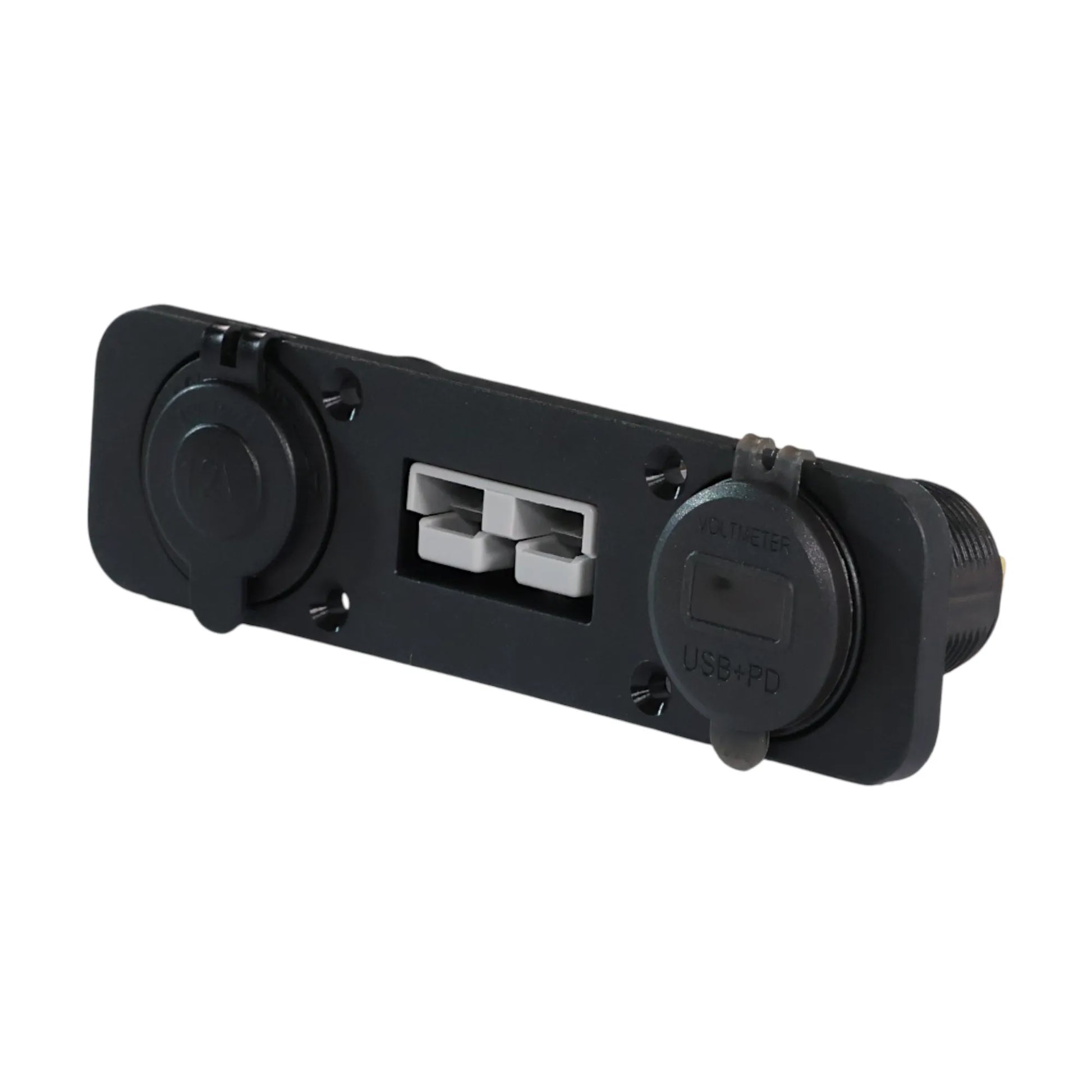 surface mount trio panel with anderson 12v socket usb a usb c and voltmeter