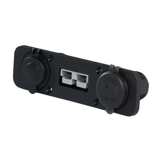 surface mount trio panel with anderson 12v socket usb a usb c and voltmeter