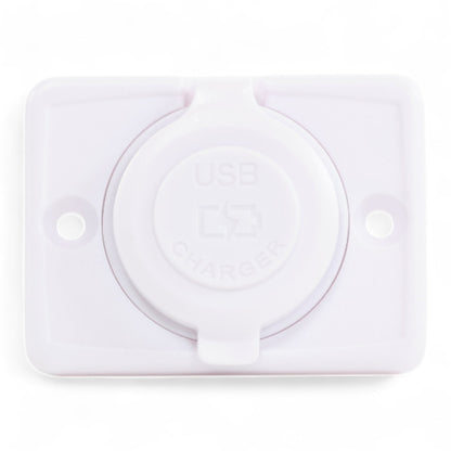 compact white flush mount usb charger for 12v systems