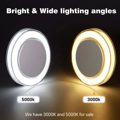 group of warm white LED disc lights displayed
