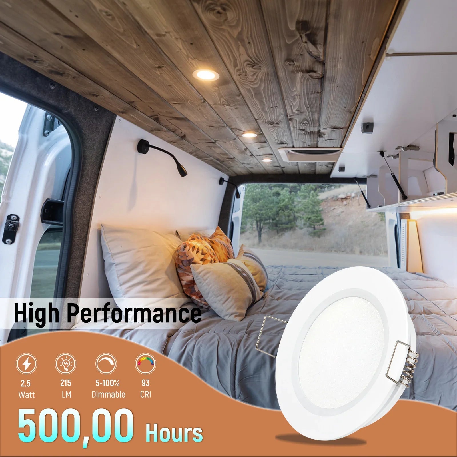 recessed white LED downlight with cool tone
