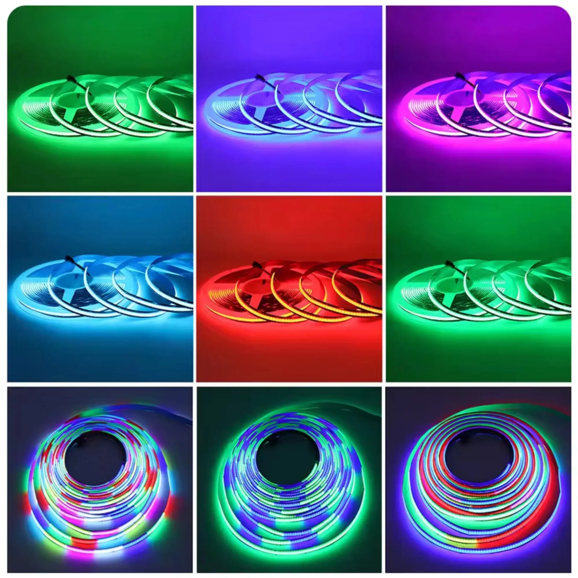 dotless RGB LED strip unrolled showing smooth diffusion